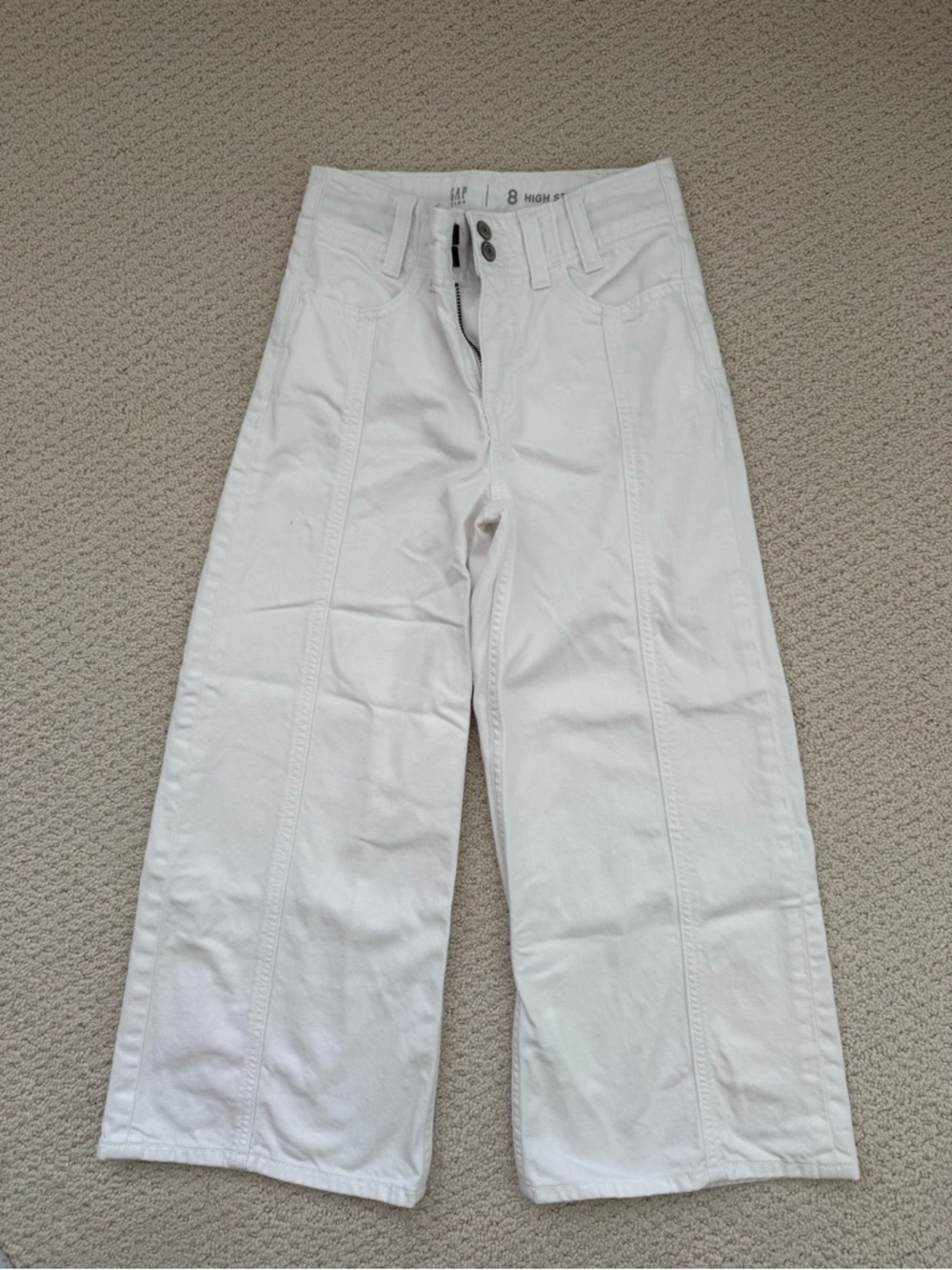 Gap Kids High Rise White Wide-Leg Jeans size 8